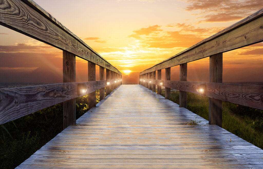 Beautiful Sunset On Ocean Pier Dock